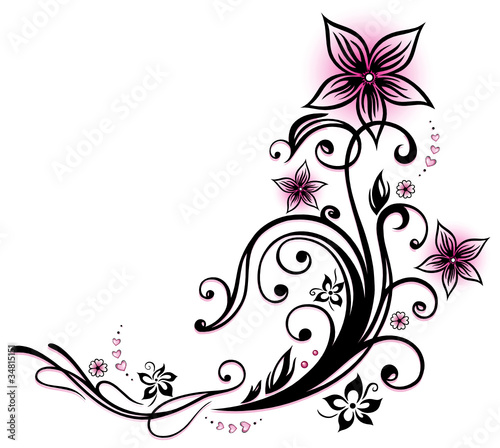 Ranke, flora, Blumen, Blüten, Herzen, love, pink