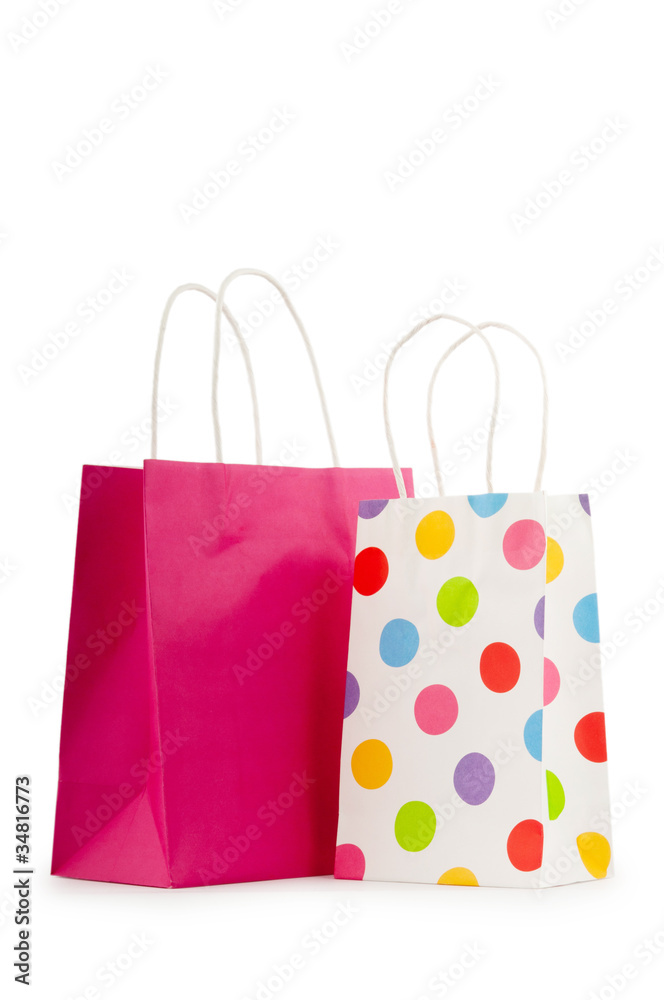 Colourful paper shopping bags isolated on white Colourful paper shopping bags isolated on white