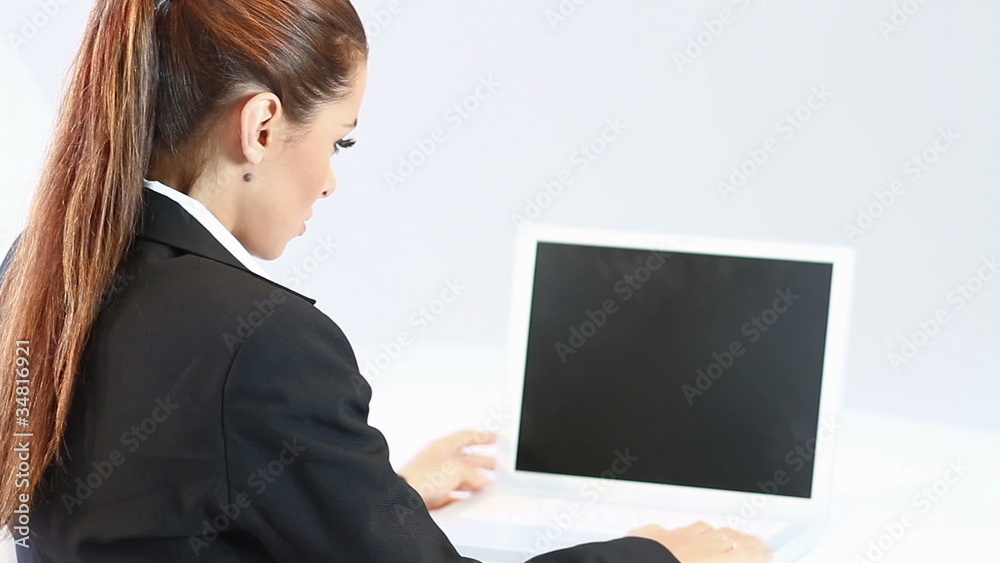 Business woman sitting at the front of computer Business woman sitting at the front of computer