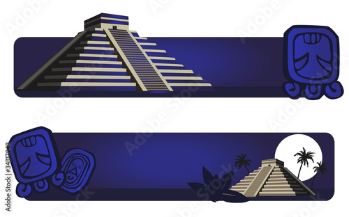 Mayan Pyramid and Glyphs