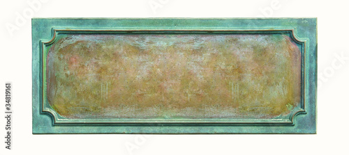 bronze plate isolated, empty metal frame