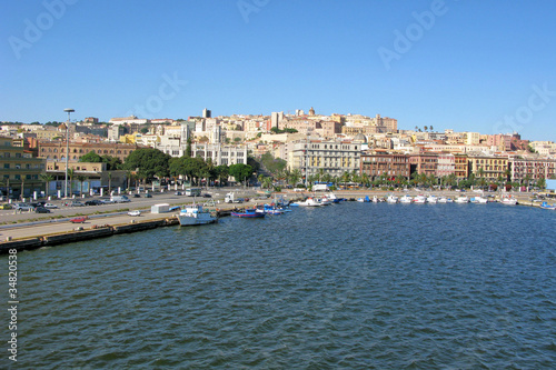 Fototapeta Naklejka Na Ścianę i Meble -  View of Cagliari from the sea, Italy
