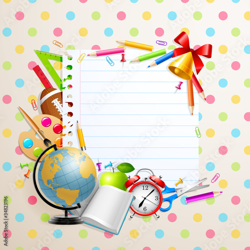 Back to school greeting card with stationery