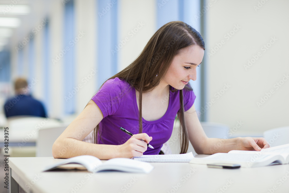 in the library - pretty female student with books in the library - pretty female student with books