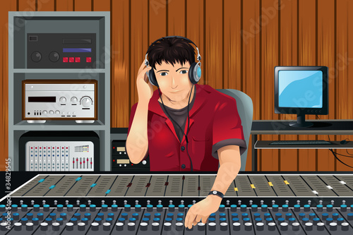 Music producer in studio