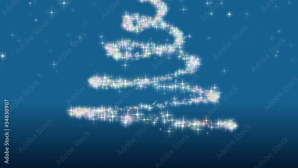 Animazione albero di natale su sfondo blu