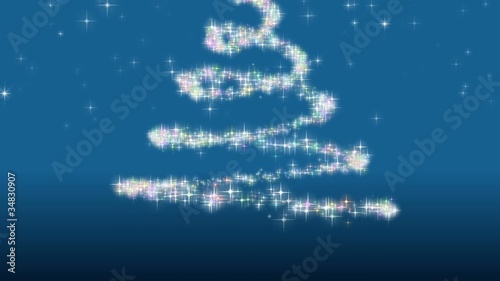 Animazione albero di natale su sfondo blu