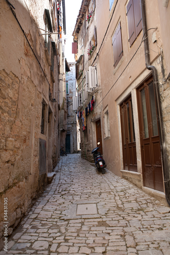 Mediterranean stone street of Rovinj, Croatia