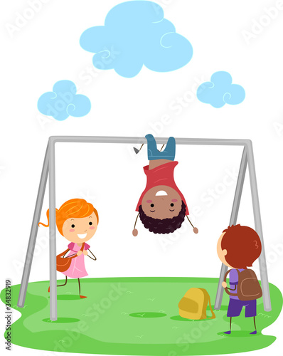 Children on swing set