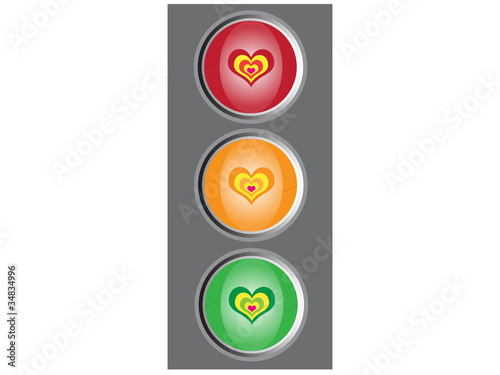 Traffic lights with hearts
