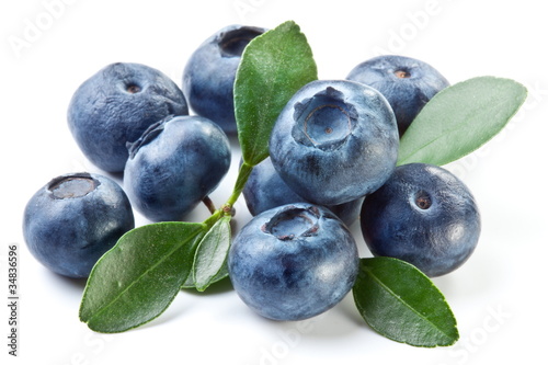 Blueberries with leaves
