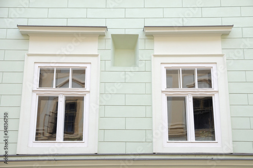 windows on the old house in Banska Stiavnica