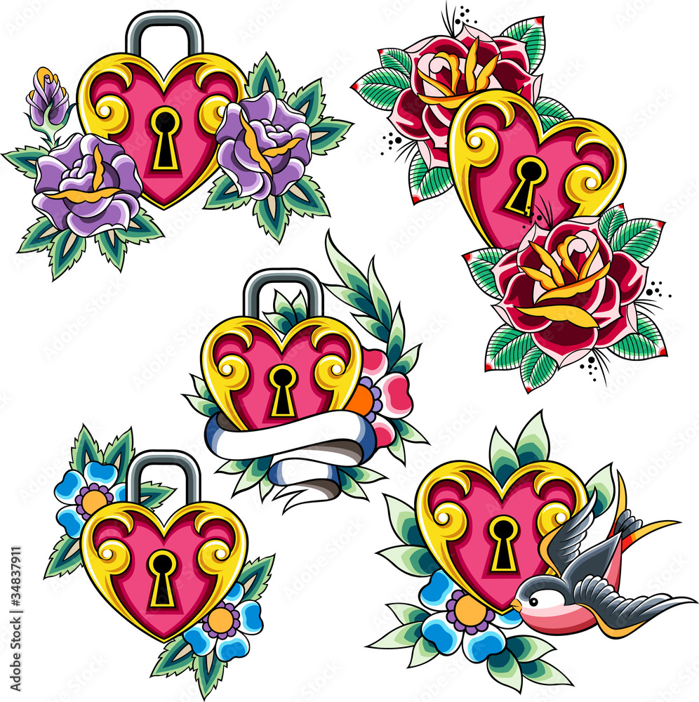 Naklejka premium heart set