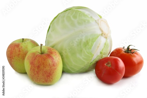 cabbage,tomatoes and apples