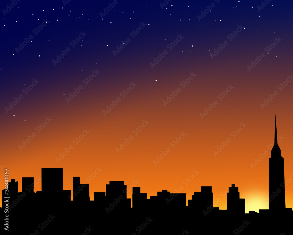 都会の夕景