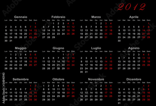 Calendario 2012 Nero