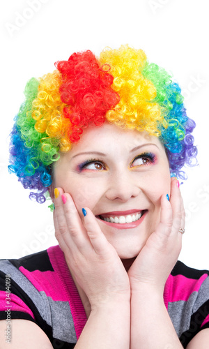 Happy clown with rainbow make up