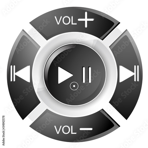 vector illustration of black remote control buttons on white