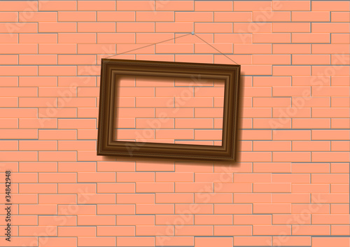woden frame on brick wall