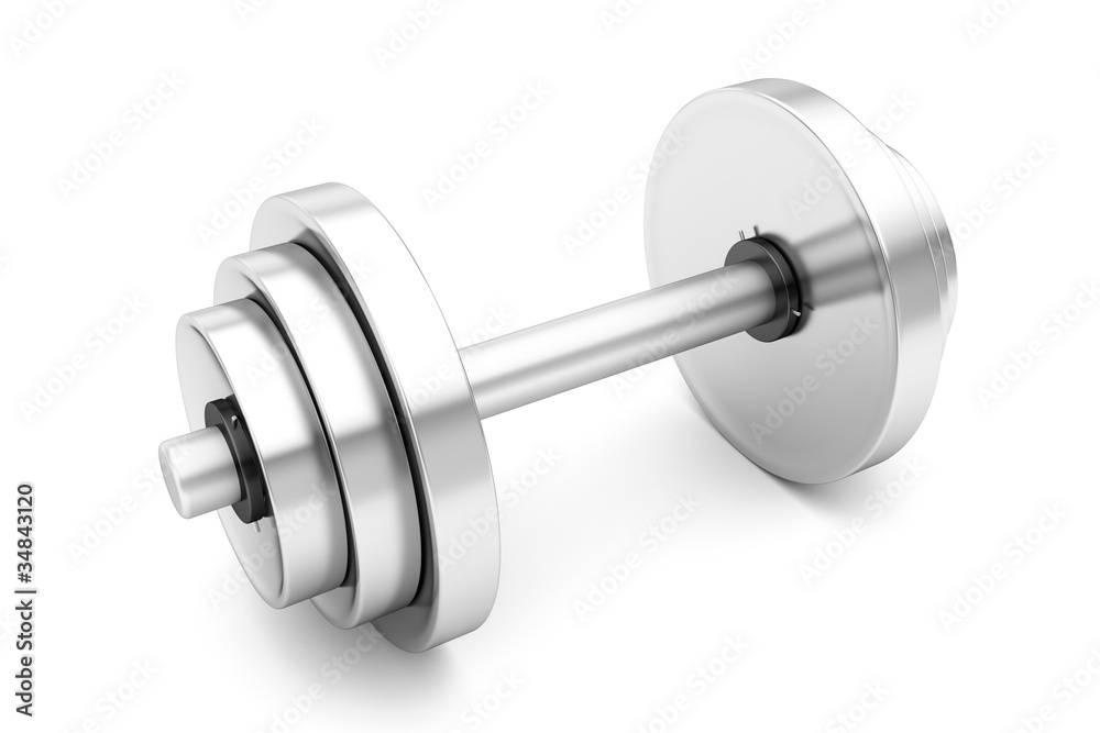 Dumbbell weights on white Dumbbell weights on white