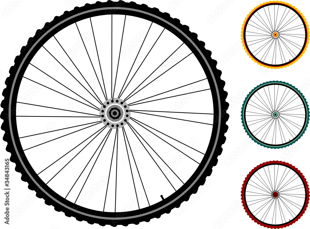Naklejka premium set bicycle wheels isolated on white