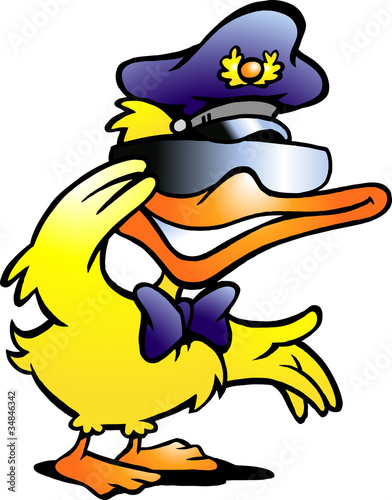 Hand-drawn Vector illustration of an Duck in uniform
