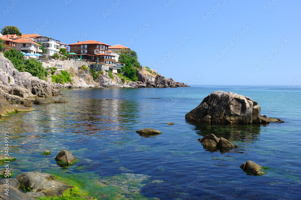 Black Sea coast in ancient town of Sozopol in Bulgaria
