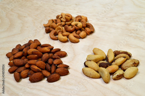 Almonds, Cashews, and Brazil nuts.