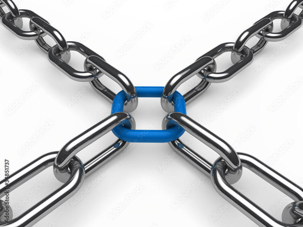 Obraz premium 3d chain chrome blue