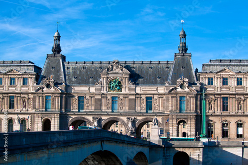 View on the Louvre from Pont du Caroussel, Paris, France