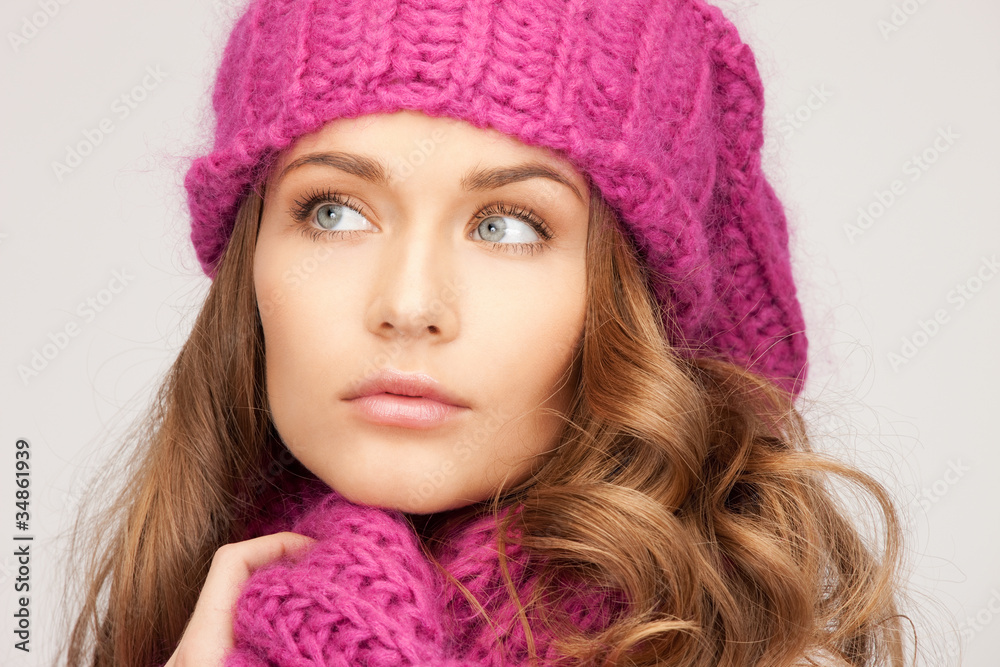 beautiful woman in winter hat beautiful woman in winter hat