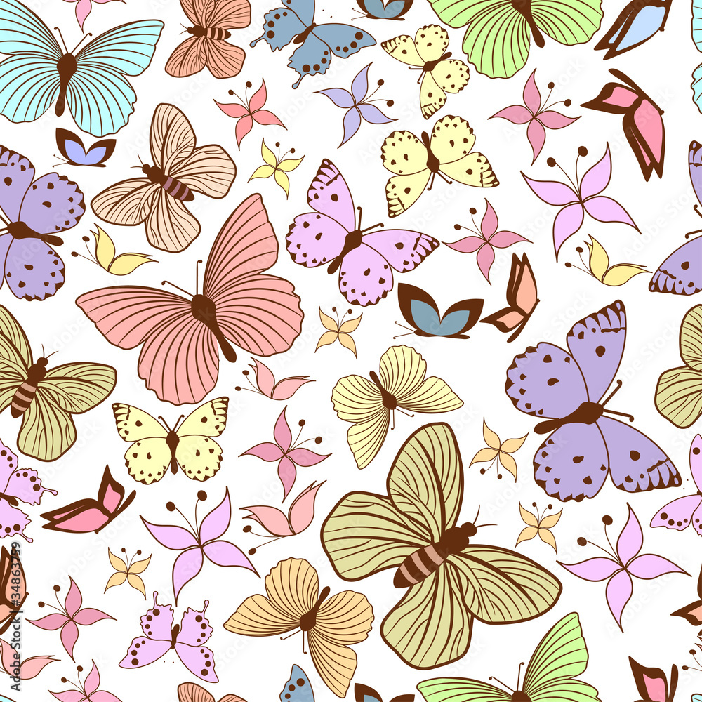 Seamless pattern with stylized butterflies Seamless pattern with stylized butterflies