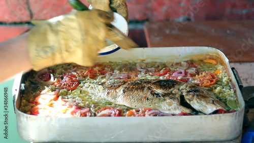 Baked Sea Fish With Vegetables - Dentex Dentex