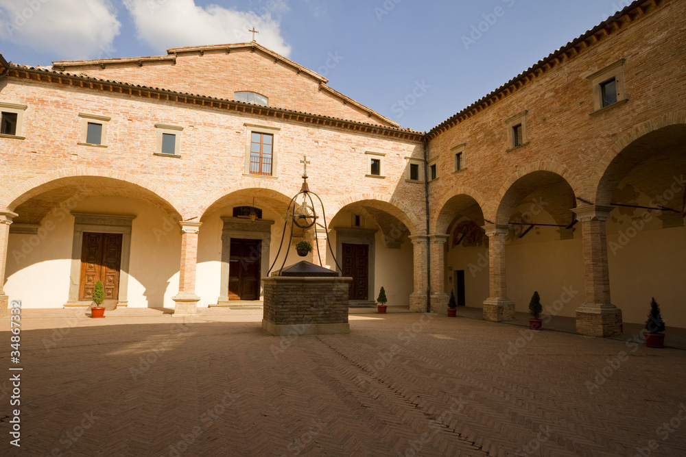 Inside the Cloister of a Tuscan Abbey, Italy