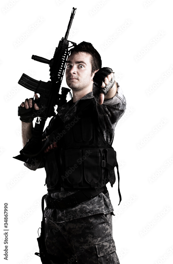 young armed soldier young armed soldier