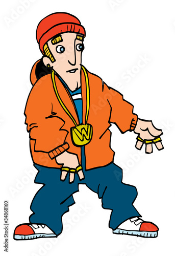 Cartoon of a teenage white rapper