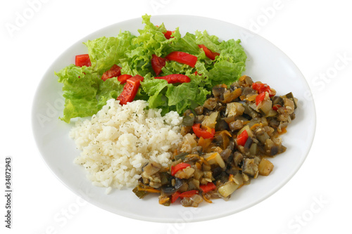 Boiled rice with vegetables