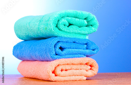 Towels on blue background