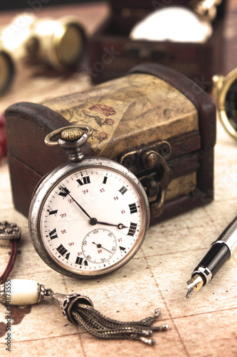 Antique Retro Pocket watch and decoration objects