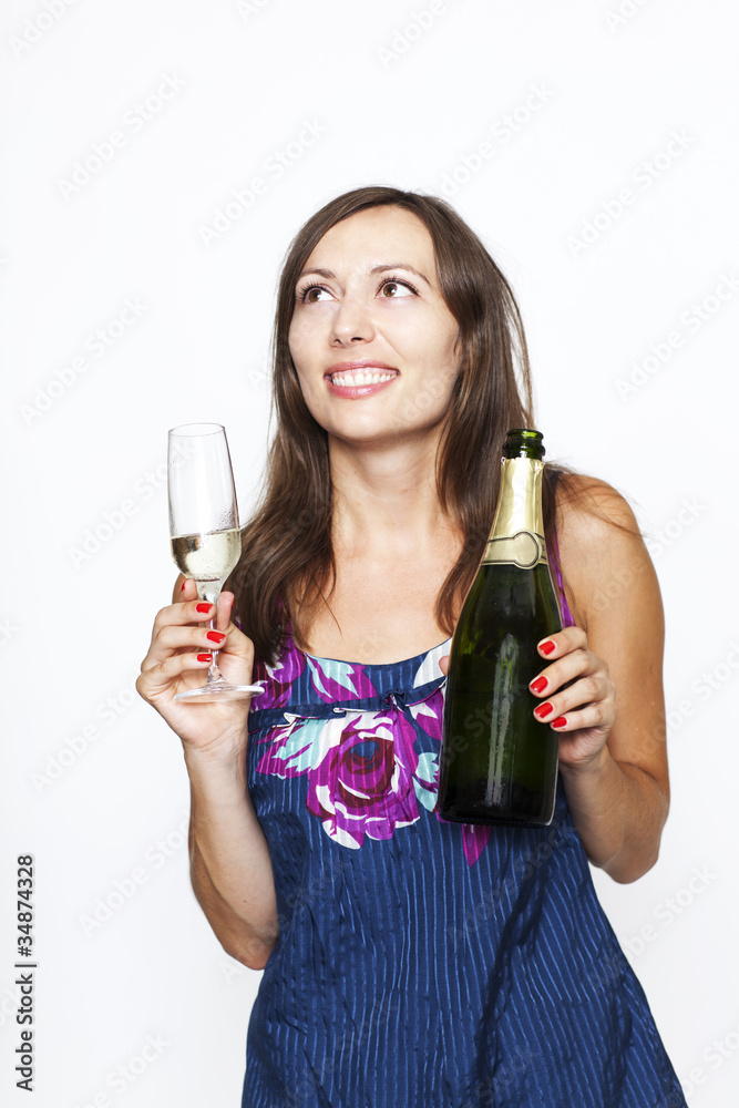 Frau mit Champagner Frau mit Champagner