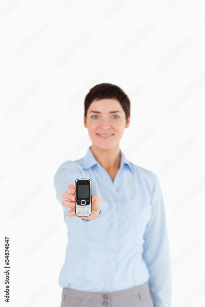 Portrait of a businesswoman showing a mobile phone Portrait of a businesswoman showing a mobile phone
