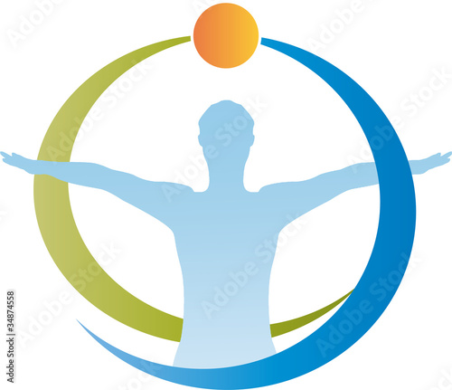 Person in Bewegung, Fitness und Gesundheit Logo