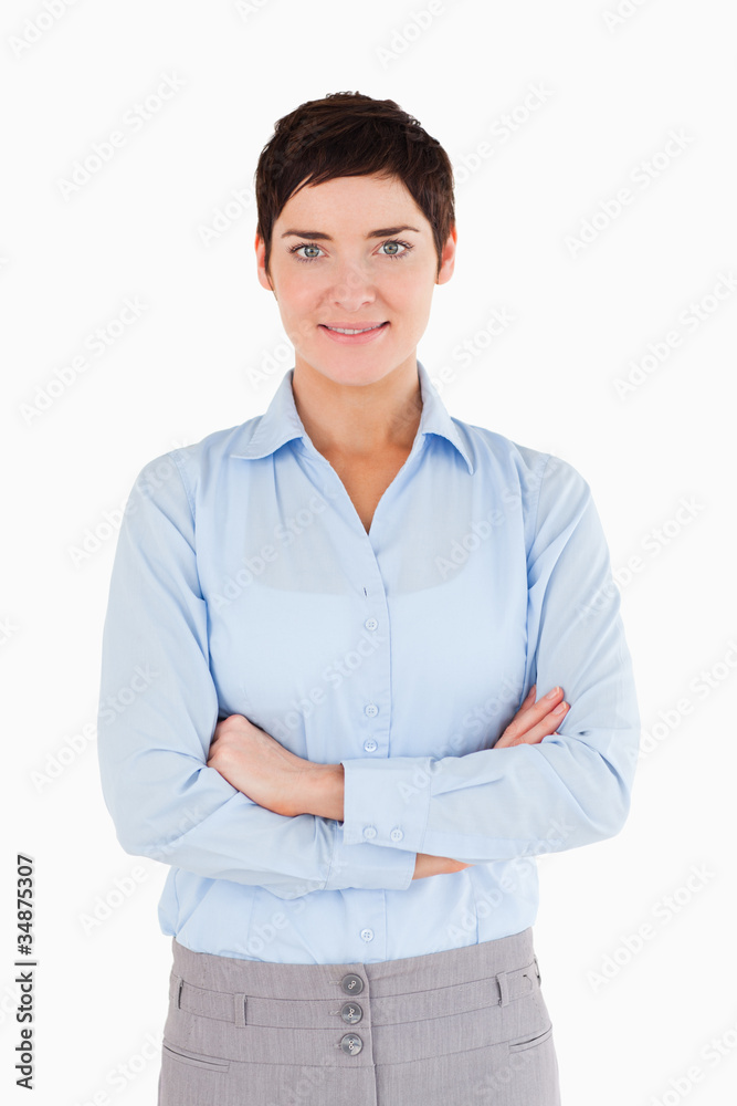 Portrait of a woman with the arms crossed Portrait of a woman with the arms crossed