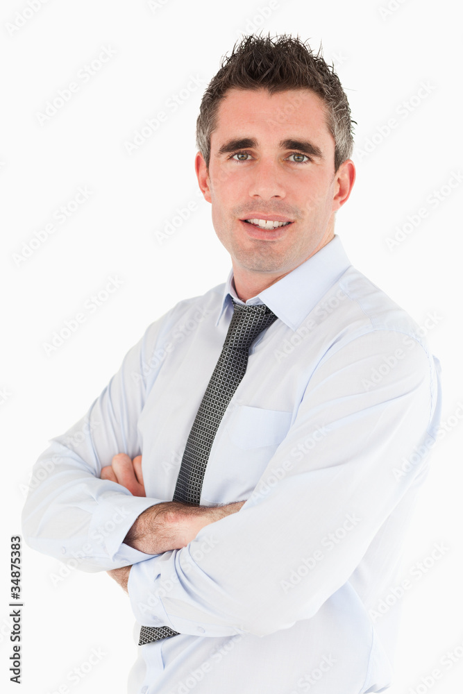 Portrait of a smiling salesperson posing