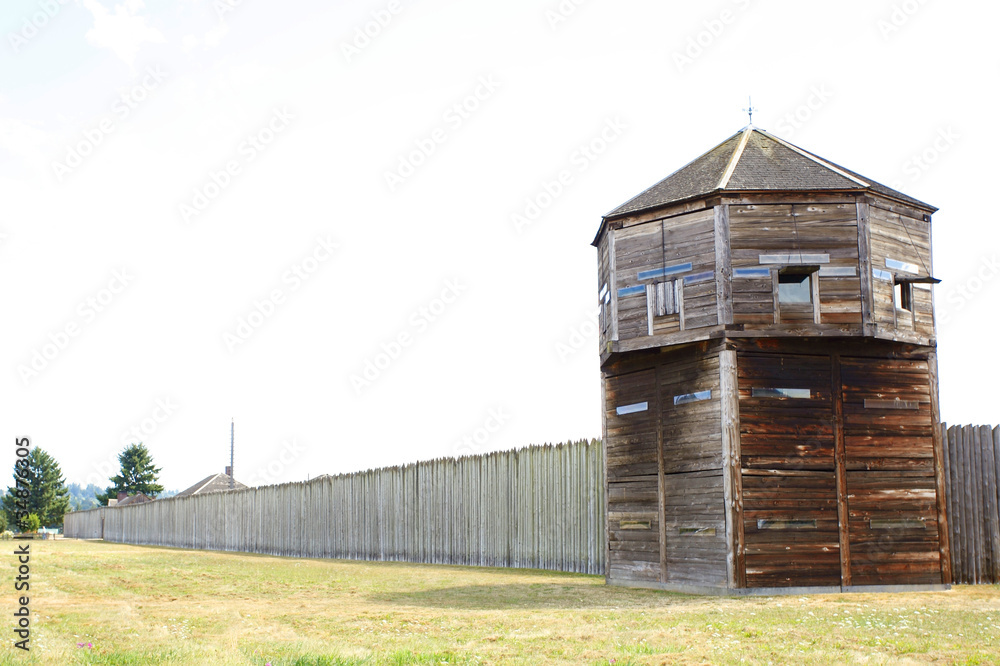 Obraz premium Old wood tower in a fort in Vancouver, WA