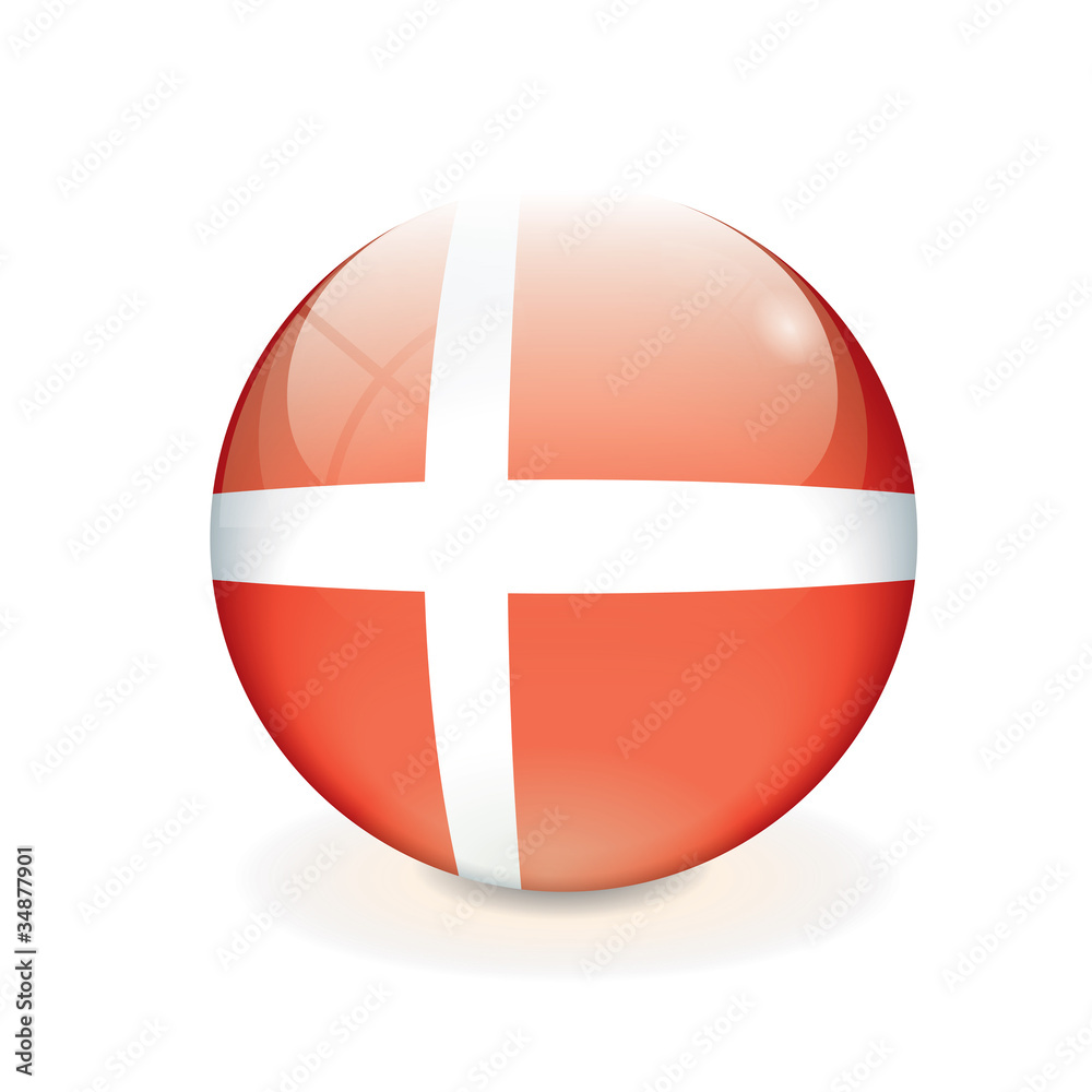 Obraz premium Danish vector flag round button