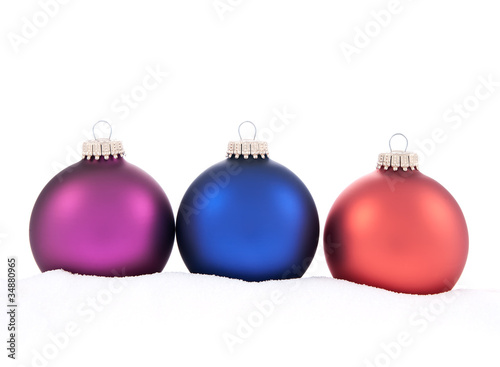 Traditional Christmas Balls on white background