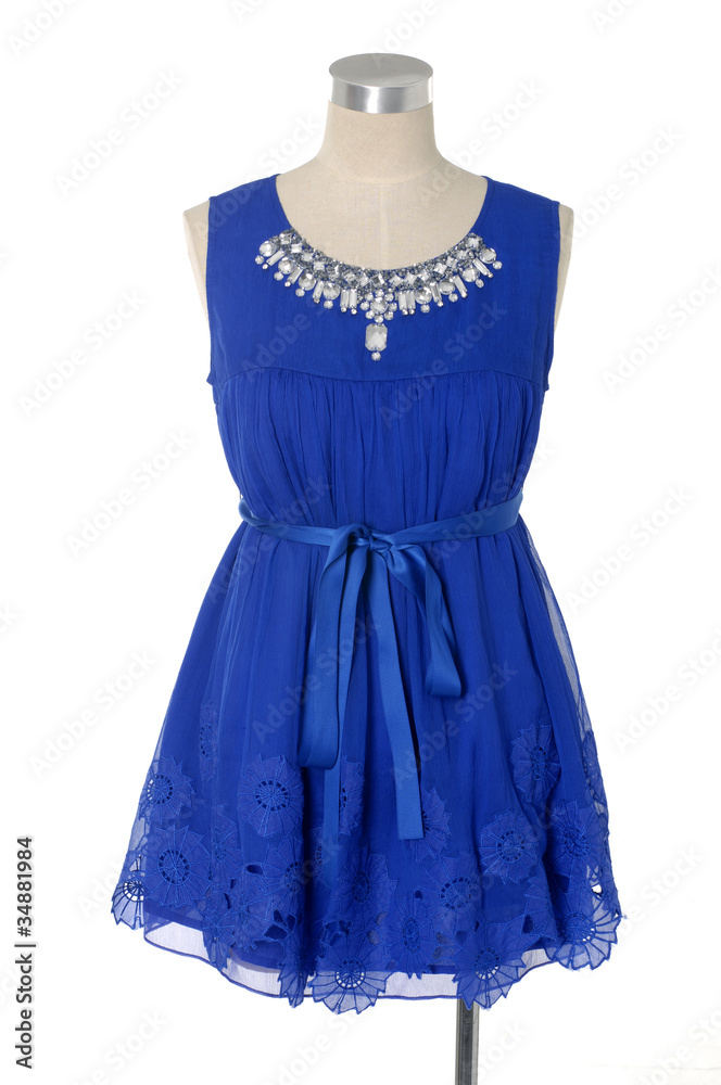 Collection of blue dress on white Collection of blue dress on white