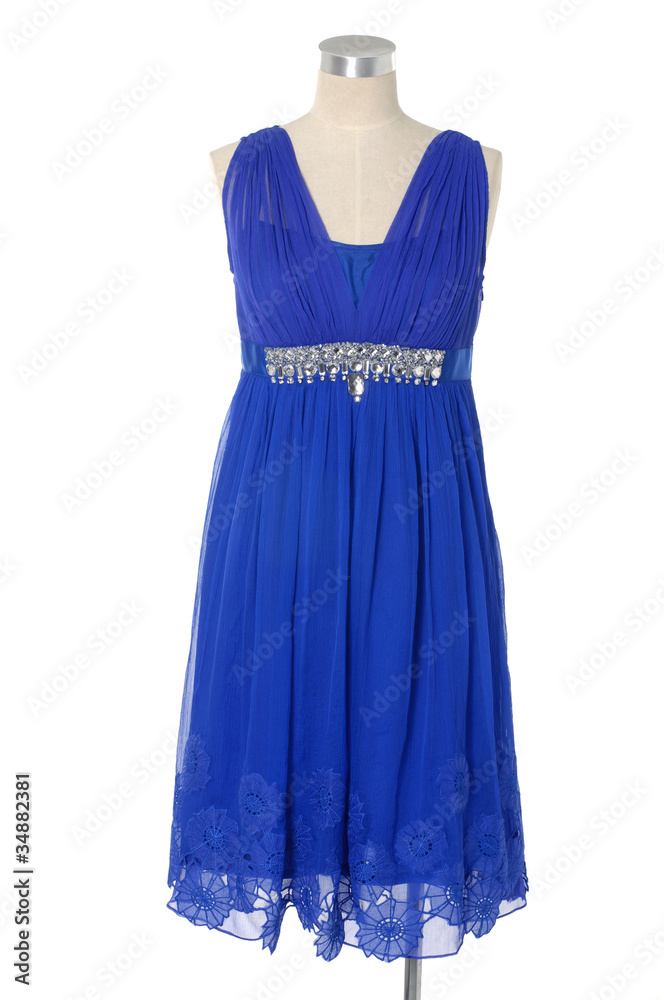 Collection of blue dress on mannequin Collection of blue dress on mannequin
