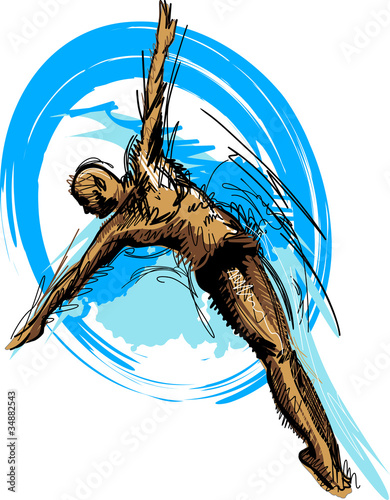 Swimming Diving Sketch Silhouette